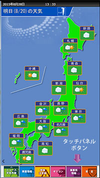 タッチパネルで天気表示